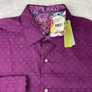 andrew j dress shirts $179 New ANDREW J Button Dress Shirt Men LARGE L 16.5 EU 42 Pink Striped  COTTON